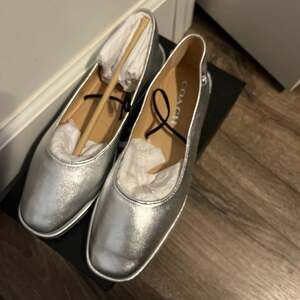 COACH Emilia Metallic Leather Silver Mary Jane Ballet Flats